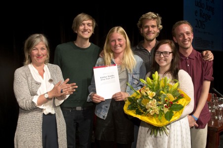 Preisträger 2015: v.l.n.r. Anja Paehlke,  (Mitglied im Vorstand der Koerber-Stiftung), Matias Askvik, Marthe Sofie Lokeland Eide, David Jensen, Ylva Owren und Anders Firing Aardal Bild: Körber-Stiftung /Krafft Angerer